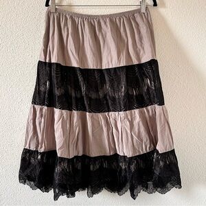 Style & Co Mixed Media Cotton Lace Pilgrim Skirt Women Size PL